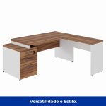 Mesa para Escritório em “L” com Gavetão – 1,92X1,60m -NOGAL SEVILHA/BRANCO – 34431 - Imagem 7