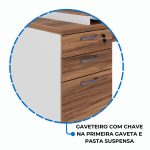 Mesa para Escritório em “L” com Gavetão – 1,92X1,60m -NOGAL SEVILHA/BRANCO – 34431 - Imagem 6