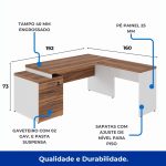 Mesa para Escritório em “L” com Gavetão – 1,92X1,60m -NOGAL SEVILHA/BRANCO – 34431 - Imagem 2