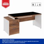 Mesa para Escritório com VIDRO FUMÊ – 1,92×0,70m – NOGAL SEVILHA/BRANCO – 34430 - Imagem 5