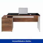 Mesa para Escritório com VIDRO FUMÊ – 1,92×0,70m – NOGAL SEVILHA/BRANCO – 34430 - Imagem 4