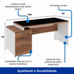 Mesa para Escritório com VIDRO FUMÊ – 1,92×0,70m – NOGAL SEVILHA/BRANCO – 34430 - Imagem 2