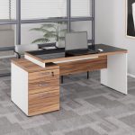 Mesa para Escritório com VIDRO FUMÊ – 1,92×0,70m – NOGAL SEVILHA/BRANCO – 34430 - Imagem 9