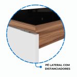 Mesa Diretorzinha c/ Aparador e Vidro Fumê – Pé de MADEIRA – 1,90×1,50m – NOGAL SEVILHA / BRANCO – 34429 - Imagem 3