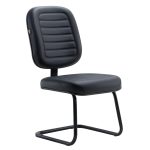 Cadeira Diretor Costurada Base em “S” Preta – Corino Preto – 30303