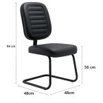 Cadeira Diretor Costurada Base em “S” Preta – Corino Preto – 30303 - Imagem 4