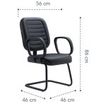 Cadeira Diretor Costurada Base em “S” Preta C/ Braços – Corino Preto – 30300 - Imagem 5