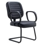 Cadeira Diretor Costurada Base em “S” Preta C/ Braços – Corino Preto – 30300 - Imagem 4