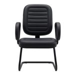 Cadeira Diretor Costurada Base em “S” Preta C/ Braços – Corino Preto – 30300 - Imagem 3