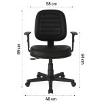 Cadeira Giratória Diretorzinha com Braços Reguláveis – Corino Preto – 32988 - Imagem 5