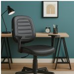 Cadeira Giratória Diretorzinha com Braços Reguláveis – Corino Preto – 32988 - Imagem 7