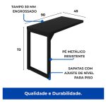 Mesa em L PÉ QUADRO (Mesa 1,70m + Mesa Auxiliar) – C/ Gavetas – PRETO / PRETO – 26211 - Imagem 9