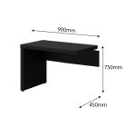 Mesa em L PÉ QUADRO (Mesa 1,50m + Mesa Auxiliar) – C/ Gavetas – PRETO / PRETO – 26210 - Imagem 9