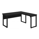 Mesa em L PÉ QUADRO (Mesa 1,50m + Mesa Auxiliar) – S/ Gavetas – PRETO / PRETO – 26010