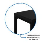 Mesa em L PÉ QUADRO (Mesa 1,70m + Mesa Auxiliar) – S/ Gavetas – PRETO / PRETO – 26011 - Imagem 8