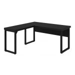 Mesa em L PÉ QUADRO (Mesa 1,50m + Mesa Auxiliar) – S/ Gavetas – PRETO / PRETO – 26010 - Imagem 4