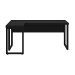 Mesa em L PÉ QUADRO (Mesa 1,50m + Mesa Auxiliar) – S/ Gavetas – PRETO / PRETO – 26010 - Imagem 3
