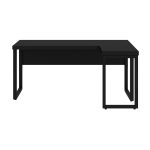 Mesa em L PÉ QUADRO (Mesa 1,50m + Mesa Auxiliar) – C/ Gavetas – PRETO / PRETO – 26210 - Imagem 3