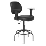 Cadeira Caixa EXECUTIVA LISA com Braços Reguláveis – (Aranha ALTA) – Cor Preta – 35003