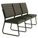 Sofanete para Escritório Estofada com 03 Lugares – TRIX – Pés PRETO – 35123