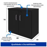 Armário Baixo com Prateleiras Internas – MDP Preto – 26030 - Imagem 4