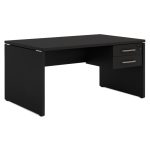 Mesa Escritório 1,50×0,60m – C/ Gavetas – PRETO/PRETO – 26021