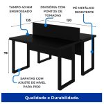 Mesa Dupla de Escritório PÉ QUADRO – 1,20×1,35m – C/ Gavetas – PRETO / PRETO – 26802 - Imagem 2