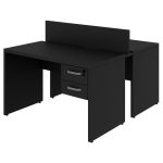 Mesa Dupla para Escritório 1,20×1,35mm – C/ Gavetas – PRETO/PRETO – 26071
