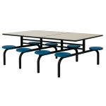 Mesa para Refeitório FIXA 8 Lugares MDP Branco de 25 mm – Assento AZUL – 50101