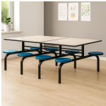 Mesa para Refeitório FIXA 8 Lugares MDP Branco de 25 mm – Assento AZUL – 50101 - Imagem 9