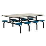 Mesa para Refeitório FIXA 8 Lugares MDP Branco de 25 mm – Assento AZUL – 50101 - Imagem 5