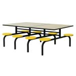 Mesa para Refeitório FIXA 8 Lugares MDP Branco de 25 mm – Assento AMARELO – 50102