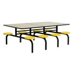 Mesa para Refeitório FIXA 8 Lugares MDP Branco de 25 mm – Assento AMARELO – 50102 - Imagem 5