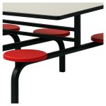 Mesa para Refeitório FIXA 8 Lugares MDP Branco de 25 mm – Assento VERMELHO – 50103 - Imagem 6