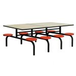 Mesa para Refeitório FIXA 8 Lugares MDP Branco de 25 mm – Assento VERMELHO – 50103 - Imagem 5
