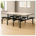 Mesa para Refeitório FIXA 8 Lugares MDP Branco de 25 mm – Assento PRETO – 50045 - Imagem 9