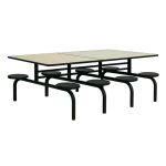 Mesa para Refeitório FIXA 8 Lugares MDP Branco de 25 mm – Assento PRETO – 50045 - Imagem 5