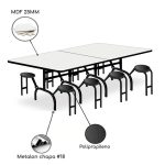 Mesa p/ Refeitório ESCAMOTEÁVEL 08 Lugares  – MDP BRANCO DE 25 MM – ART VIVA – 50047 - Imagem 2