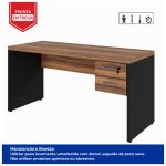Mesa de Escritório com Gavetas 1,50×0,60m  NOGAL SEVILHA/PRETO – 21473 - Imagem 2