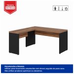 Mesa de Escritório em L (Mesa 1,50m + Mesa Auxiliar) – Sem Gavetas NOGAL SEVILHA/PRETO – 21476 - Imagem 2