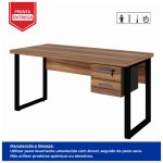 Mesa Escritório PÉ QUADRO 1,50×0,60m – C/ Gavetas – NOGAL SEVILHA/PRETO – 24473 - Imagem 3