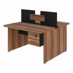 Mesa Componível INICIAL – C/ Gavetas – 1,20×1,20m NOGAL SEVILHA/PRETO – 21481