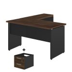 Mesa em L (Mesa 1,35m + Mesa Auxiliar) – C/ Gavetas MARSALA/PRETO – 25423 - Imagem 5