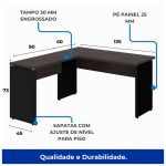 Mesa em L (Mesa 1,35m + Mesa Auxiliar) – S/ Gavetas MARSALA/PRETO – 25422 - Imagem 3