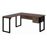 Mesa em L (Mesa 1,50m + Mesa Auxiliar) – C/ Gavetas MARSALA/PRETO – 25477