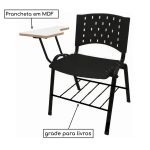 KIT 10 Cadeiras Universitárias PRETA com porta livros REALPLAST – 32011 - Imagem 4