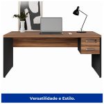 Mesa de Escritório 1,70×0,70m – 02 Gavetas NOGAL SEVILHA/PRETO – 21475 - Imagem 3