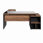 Mesa para Escritório em “L” com VIDRO FUMÊ – 1,92X1,60M NOGAL SEVILHA/PRETO – 21407 - Imagem 2