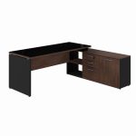 Mesa Diretorzinha c/ vidro c/ Aparador – Pé de MADEIRA – 1,90×1,50m – WORKSTART – MARSALA/PRETO – 23428 - Imagem 7