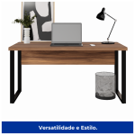 Mesa Escritório PÉ QUADRO 1,50×0,60m -S/ Gavetas – NOGAL SEVILHA/PRETO – 24472 - Imagem 2